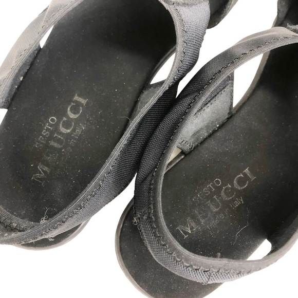 Sesto Meucci Womens Black Open Toe Suede Leather Sandals Metallic Mesh Sz 10.5 - Picture 4 of 8